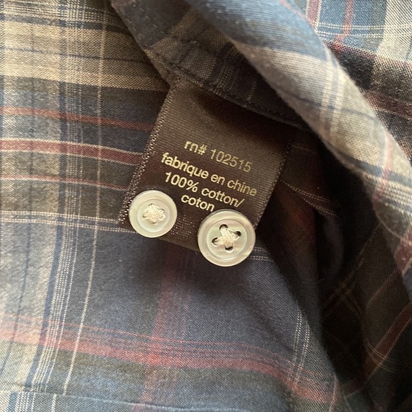 John Varvatos Men’s Luxury Designer Navy Plaid Button Down Shirt - Size M - Picture 11 of 11